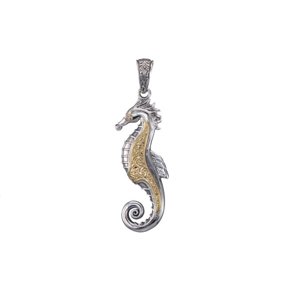 Sea Horse Large Pendant in 18k Gold and Silver 3423 diamonds a