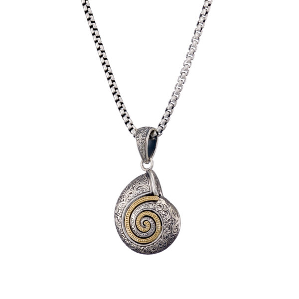 Sea Snail Pendant in 18k Gold and Silver 3427 chain