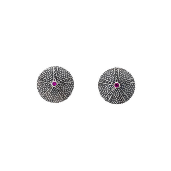 Sea Urchin Stud Earrings in Sterling Silver - Image 2