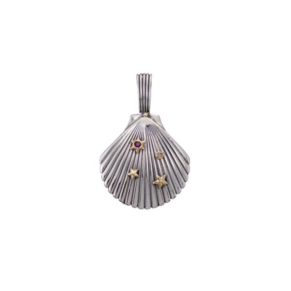 Seashell Pendant in 18k Yellow Gold and Silver 3430b