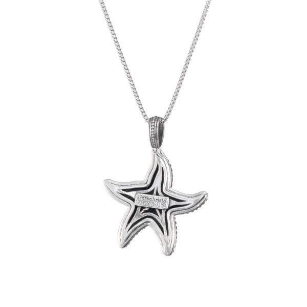 Starfish Pendant in 18k Gold and Silver 3425chain back