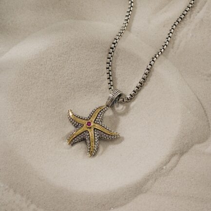 Starfish Pendant in 18k Gold and Silver with Ruby 3424