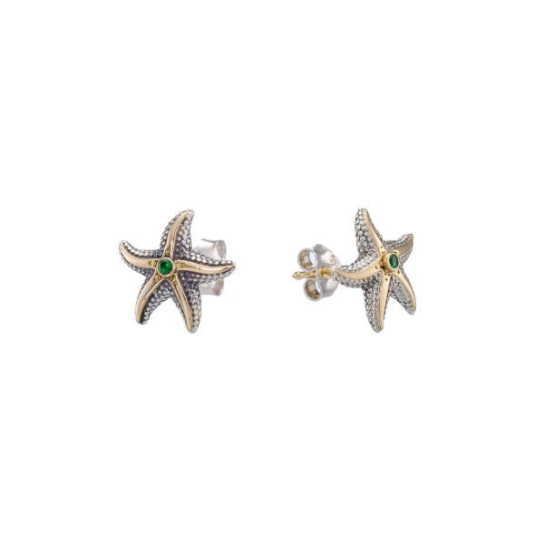 Starfish Stud Earrings in 18K Gold and Sterling Silver - Image 4