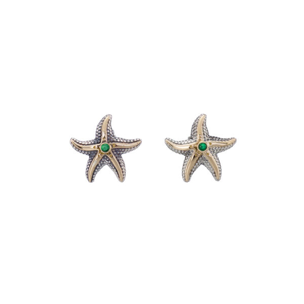 Starfish Stud Earrings in 18K Gold and Sterling Silver - Image 3