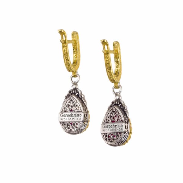 Tear Drop Earrings in Sterling Silver with Gold plated parts